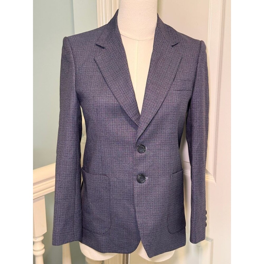 Zingone 100% Wool Micro Houndstooth Blazer Purple Blue Peak Youth 13/37 Italy